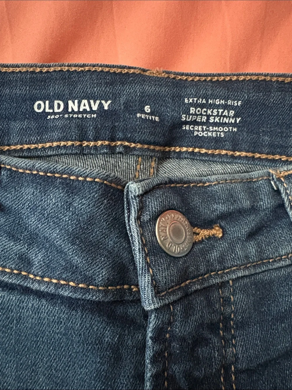 Old Navy Women's Dark Blue Distressed Skinny Jeans